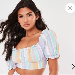 NWT Missguided Cropped Denim Top